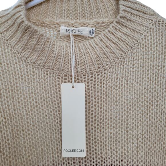 Roolee Knit Long Sleeve Mock Neck Striped Cream/Red Sweater Women Sz XXXL - Picture 6 of 8